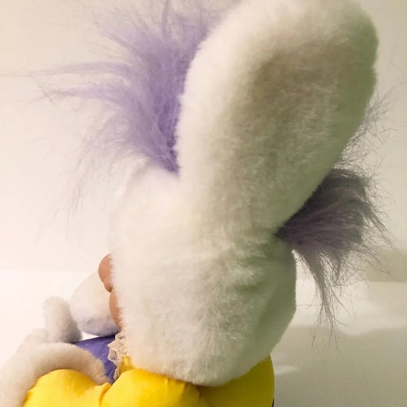 Vintage 1992 Troll Doll Nylon Plush Easter Bunny  Stuffed Animal Plastic Face - Picture 11 of 16